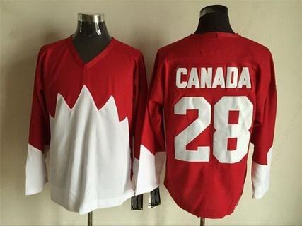 Men’s Team Canada #28 Canada 1972 CCM Throwback Hockey Red Jersey