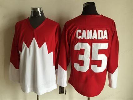 Men’s Team Canada #35 Canada 1972 CCM Throwback Hockey Red Jersey