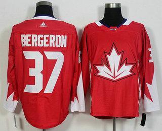 Men’s Team Canada #37 Patrice Bergeron Red 2016 World Cup Of Hockey Game Jersey