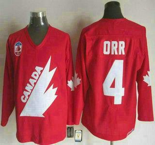 Men’s Team Canada #4 Bobby Orr 1991 Olympic Red CCM Vintage Throwback Jersey