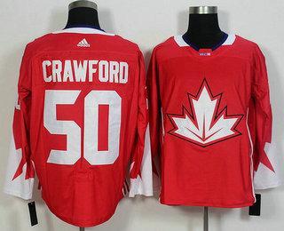 Men’s Team Canada #50 Corey Crawford Red 2016 World Cup Of Hockey Game Jersey