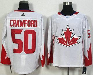 Men’s Team Canada #50 Corey Crawford White 2016 World Cup Of Hockey Game Jersey