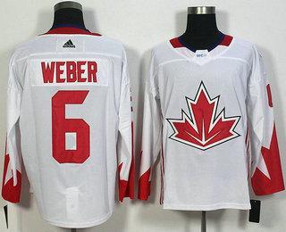 Men’s Team Canada #6 Shea Weber White 2016 World Cup Of Hockey Game Jersey