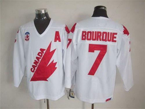 Men’s Team Canada #7 Ray Bourque 1991 Olympic White CCM Vintage Throwback Jersey