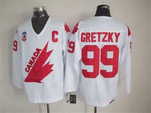 Men’s Team Canada #99 Wayne Gretzky 1991 Olympic White CCM Vintage Throwback Jersey