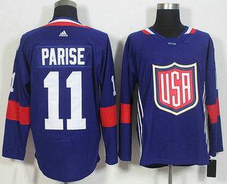 Men’s Team Usa #11 Zach Parise Navy Blue 2016 World Cup Of Hockey Game Jersey