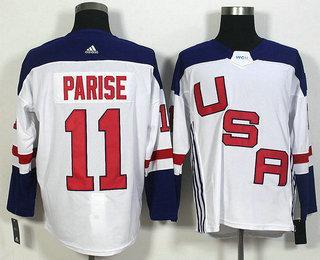 Men’s Team Usa #11 Zach Parise White 2016 World Cup Of Hockey Game Jersey