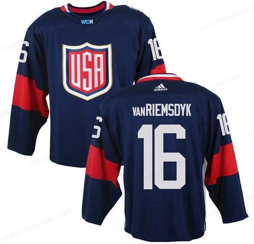 Men’s Team Usa #16 James Van Riemsdyk Navy Blue 2016 World Cup Of Hockey Game Jersey