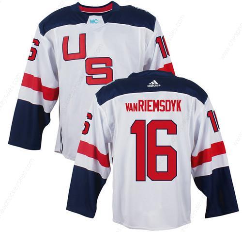 Men’s Team Usa #16 James Van Riemsdyk White 2016 World Cup Of Hockey Game Jersey