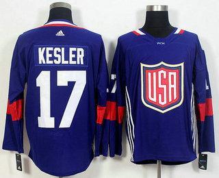 Men’s Team Usa #17 Ryan Kesler Navy Blue 2016 World Cup Of Hockey Game Jersey