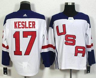 Men’s Team Usa #17 Ryan Kesler White 2016 World Cup Of Hockey Game Jersey