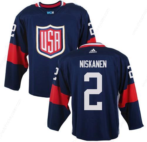 Men’s Team Usa #2 Matt Niskanen Navy Blue 2016 World Cup Of Hockey Game Jersey