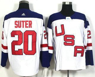 Men’s Team Usa #20 Ryan Suter White 2016 World Cup Of Hockey Game Jersey