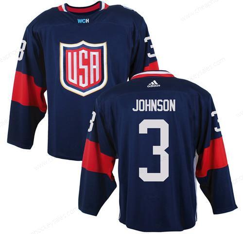 Men’s Team Usa #3 Jack Johnson Navy Blue 2016 World Cup Of Hockey Game Jersey