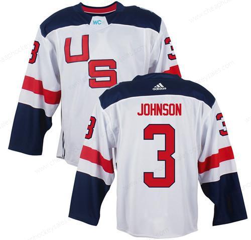 Men’s Team Usa #3 Jack Johnson White 2016 World Cup Of Hockey Game Jersey