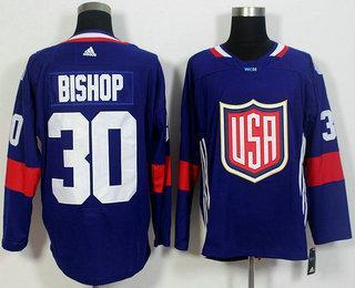 Men’s Team Usa #30 Ben Bishop Navy Blue 2016 World Cup Of Hockey Game Jersey