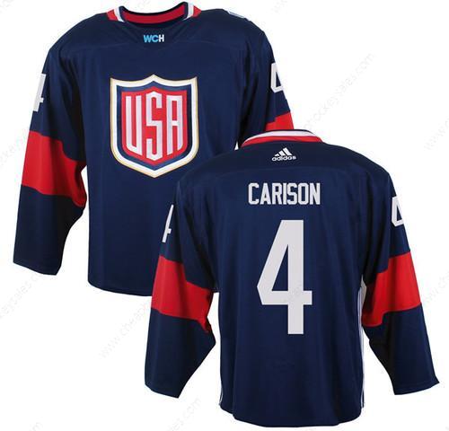 Men’s Team Usa #4 John Carlson Navy Blue 2016 World Cup Of Hockey Game Jersey