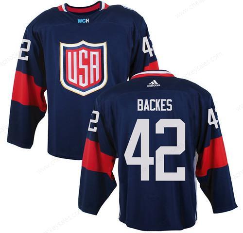 Men’s Team Usa #42 David Backes Navy Blue 2016 World Cup Of Hockey Game Jersey