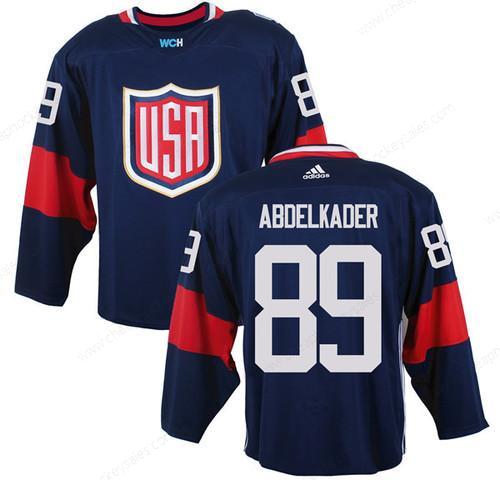 Men’s Team Usa #89 Justin Abdelkader Navy Blue 2016 World Cup Of Hockey Game Jersey