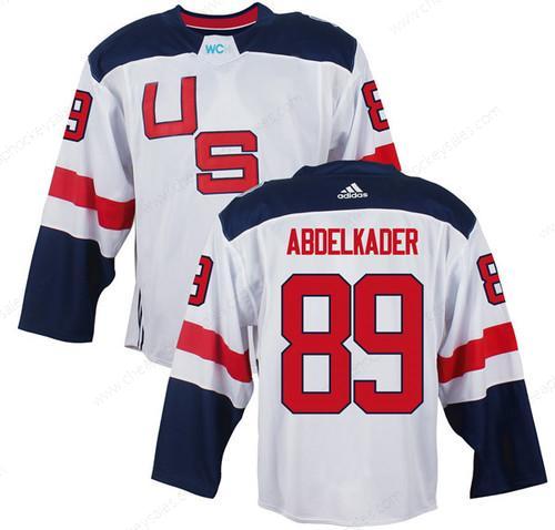 Men’s Team Usa #89 Justin Abdelkader White 2016 World Cup Of Hockey Game Jersey