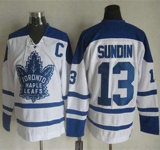 Men’s Toronto Maple Leafs #13 Mats Sundin 1998-99 White CCM Vintage Throwback Jersey