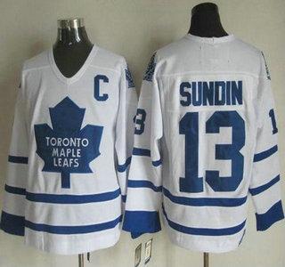 Men’s Toronto Maple Leafs #13 Mats Sundin 2000-01 White CCM Vintage Throwback Jersey