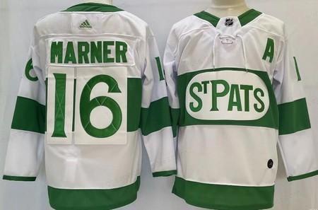 Men’s Toronto Maple Leafs #16 Mitch Marner White 2019 St Pats Authentic Jersey