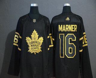 Men’s Toronto Maple Leafs #16 Mitchell Marner Black Golden Adidas Stitched NHL Jersey