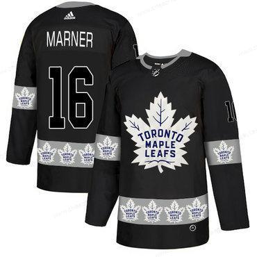 Men’s Toronto Maple Leafs #16 Mitchell Marner Black Team Logos Fashion Adidas Jersey