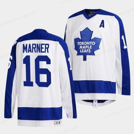 Men’s Toronto Maple Leafs #16 Mitchell Marner White Classics Primary Logo Stitched Jersey