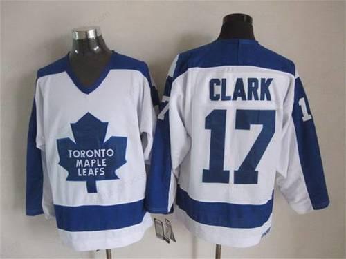 Men’s Toronto Maple Leafs #17 Wendel Clark 1982-83 White CCM Vintage Throwback Jersey