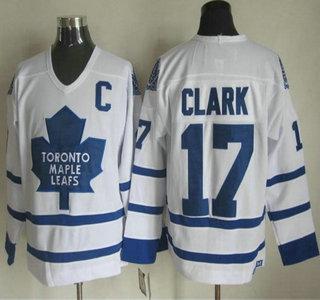 Men’s Toronto Maple Leafs #17 Wendel Clark 2000-01 White CCM Vintage Throwback Jersey