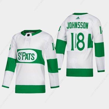 Men’s Toronto Maple Leafs #18 Andreas Johnsson St. Pats Road Authentic Player White Jersey