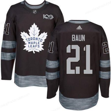 Men’s Toronto Maple Leafs #21 Bobby Baun Black 100Th Anniversary Stitched NHL 2017 Adidas Hockey Jersey