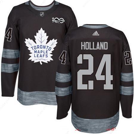 Men’s Toronto Maple Leafs #24 Peter Holland Black 100Th Anniversary Stitched NHL 2017 Adidas Hockey Jersey