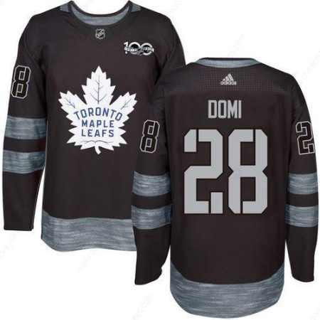 Men’s Toronto Maple Leafs #28 Tie Domi Black 100Th Anniversary Stitched NHL 2017 Adidas Hockey Jersey