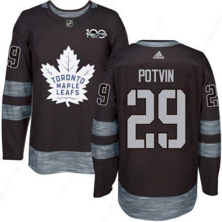 Men’s Toronto Maple Leafs #29 Felix Potvin Black 100Th Anniversary Stitched NHL 2017 Adidas Hockey Jersey