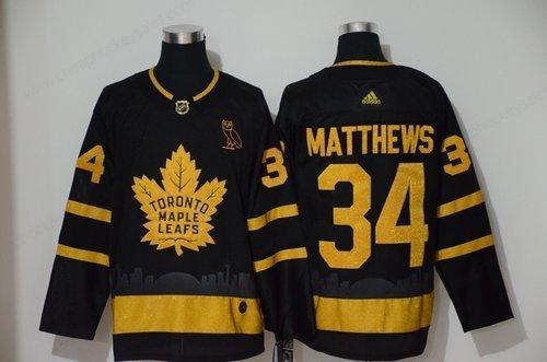 Men’s Toronto Maple Leafs 34 Auston Matthews Black Gold Adidas Jersey