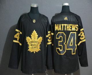 Men’s Toronto Maple Leafs #34 Auston Matthews Black Golden Adidas Stitched NHL Jersey