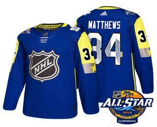 Men’s Toronto Maple Leafs #34 Auston Matthews Blue 2018 NHL All-Star Stitched Ice Hockey Jersey