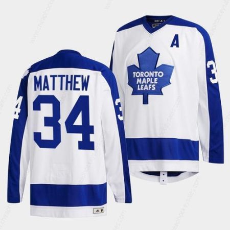 Men’s Toronto Maple Leafs #34 Auston Matthews White Classics Primary Logo Stitched Jersey