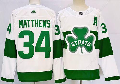 Men’s Toronto Maple Leafs #34 Auston Matthews White St Patricks Authentic Jersey