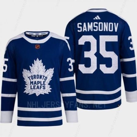 Men’s Toronto Maple Leafs #35 Ilya Samsonov Blue 2022 Reverse Retro Primegreen Jersey