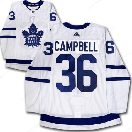 Men’s Toronto Maple Leafs #36 Jack Campbell White Road Stitched Adidas NHL Jersey