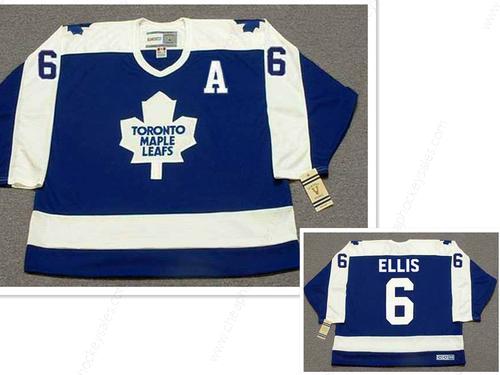 Men’s Toronto Maple Leafs #6 Ron Ellis With A Patch Blue With White Throwback CCM Jersey