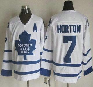 Men’s Toronto Maple Leafs #7 Tim Horton 2000-01 White CCM Vintage Throwback Jersey