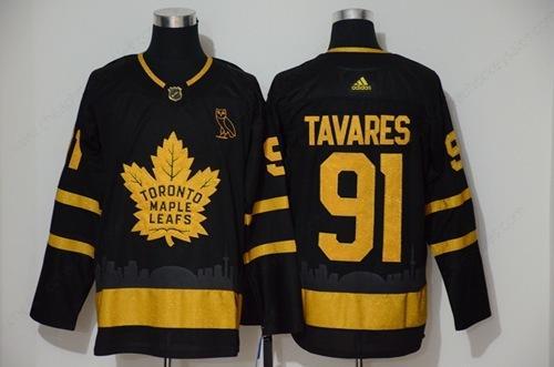 Men’s Toronto Maple Leafs #91 John Tavares Black City Edition Authentic Stitched Hockey Jersey