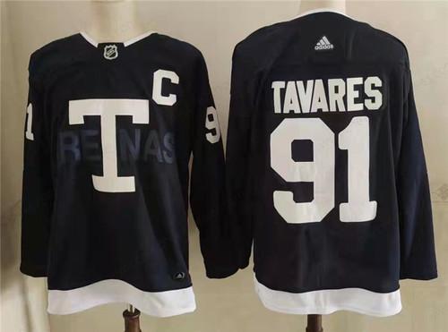 Men’s Toronto Maple Leafs 91 John Tavares Navy 2022 NHL Heritage Classic Adidas Jersey