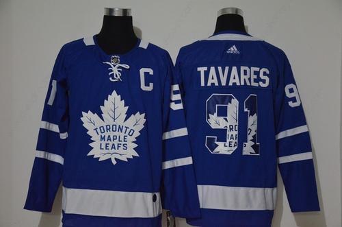 Men’s Toronto Maple Leafs #91 John Tavares Royal Blue With Team Logo Adidas Stitched NHL Jersey