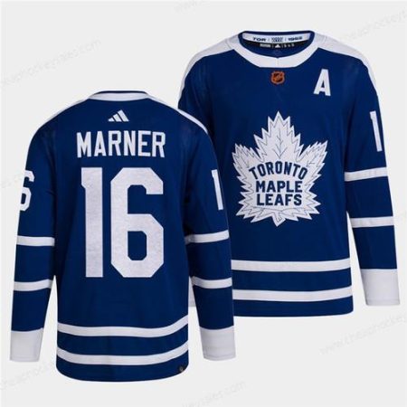 Men’s Toronto Maple Leafs Black #16 Mitch Marner Blue 2022 Reverse Retro Stitched Jersey